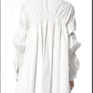 Ruched White Cotton Shirt